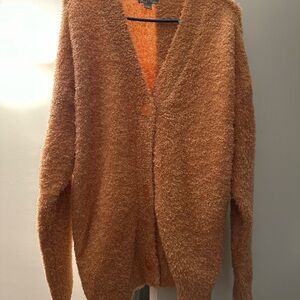 Cozy Orange Fuzzy Cardigan